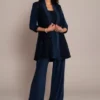 Sequin Lace And Jersey Three-Piece Pantsuit