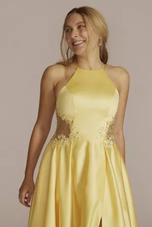 Satin Halter A-Line With Illusion Cutouts - Image 3