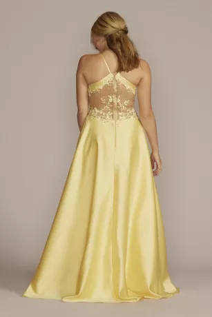 Satin Halter A-Line With Illusion Cutouts - Image 2