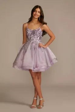 Floral Applique Tiered Damas Dress