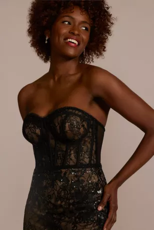 Strapless Corset Gown With Tulle Trumpet Skirt - Image 3