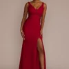 Crepe Sheath Gown With Side Illusion And Slit