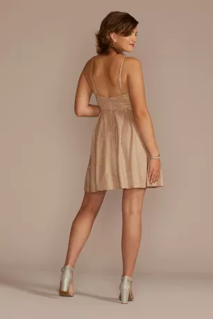 Glitter High-Neck Short A-Line Dress - Image 2