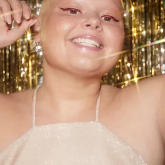 Glitter High-Neck Short A-Line Dress - Image 4