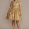 Square Neck Sequin Embellished Damas Dress
