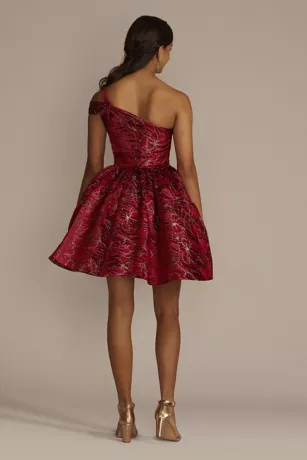 One-Shoulder Floral Brocade Damas Dress - Image 2