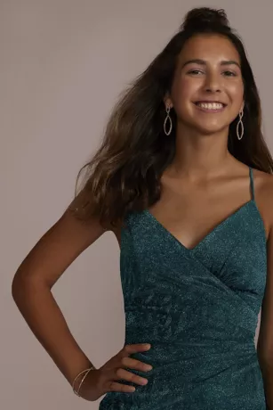 Glitter Knit Faux Wrap Dress - Image 3