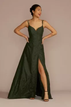 Double Strap Allover Lace A-Line