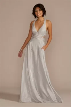 Metallic Glitter Knit Embellished A-Line