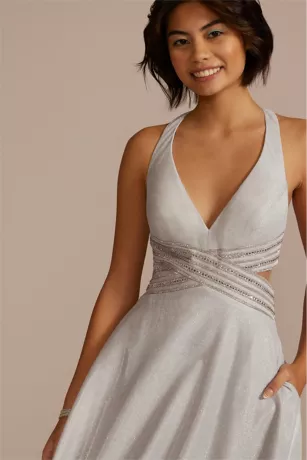 Metallic Glitter Knit Embellished A-Line - Image 3