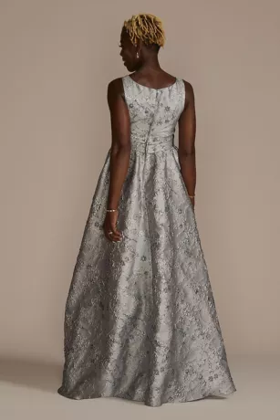 High Neck Metallic Jacquard Ball Gown - Image 2