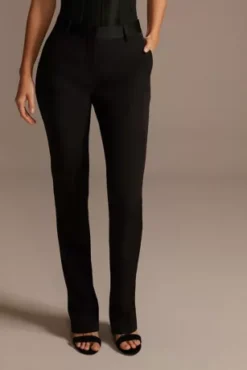 Relaxed Leg Suit Pants With Satin Waist