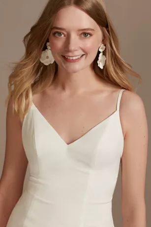 Crepe Back Satin Spaghetti Strap V-Neck Slip Dress - Image 3