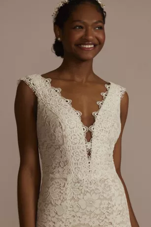 Allover Lace Tank Wedding Gown With V-Back Detail - Image 3
