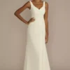 Pleated Chiffon V-Neck Tank A-Line Wedding Dress