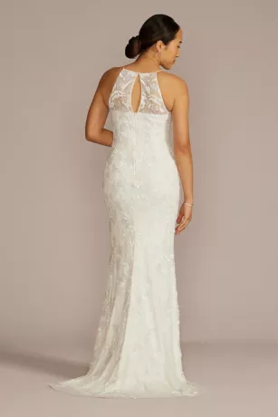 Allover Beaded High Neck Wedding Dress - Image 2