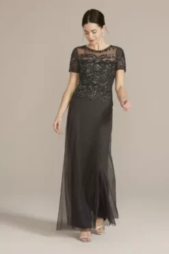 Beaded Chiffon Floor Length Sheath Gown