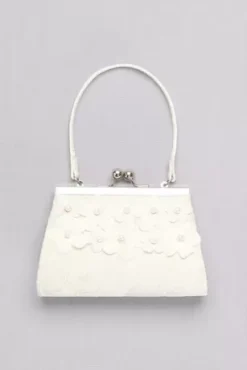 Girls Lace Purse With 3D Pearl Flowers