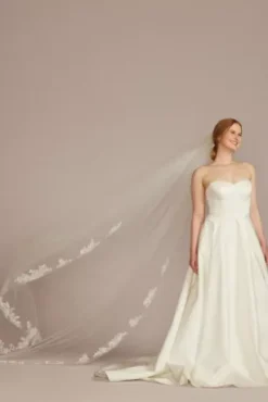 Embroidered Floral Applique Cathedral Veil